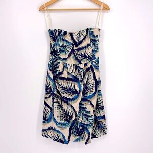 Banana Republic Factory Strapless Dress - Blue and Cream